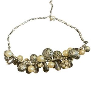 Elegant Gold and Silver Beaded Necklace